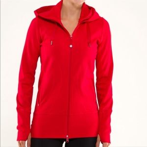 Lululemon Stride Jacket Red Thumbholes Hood